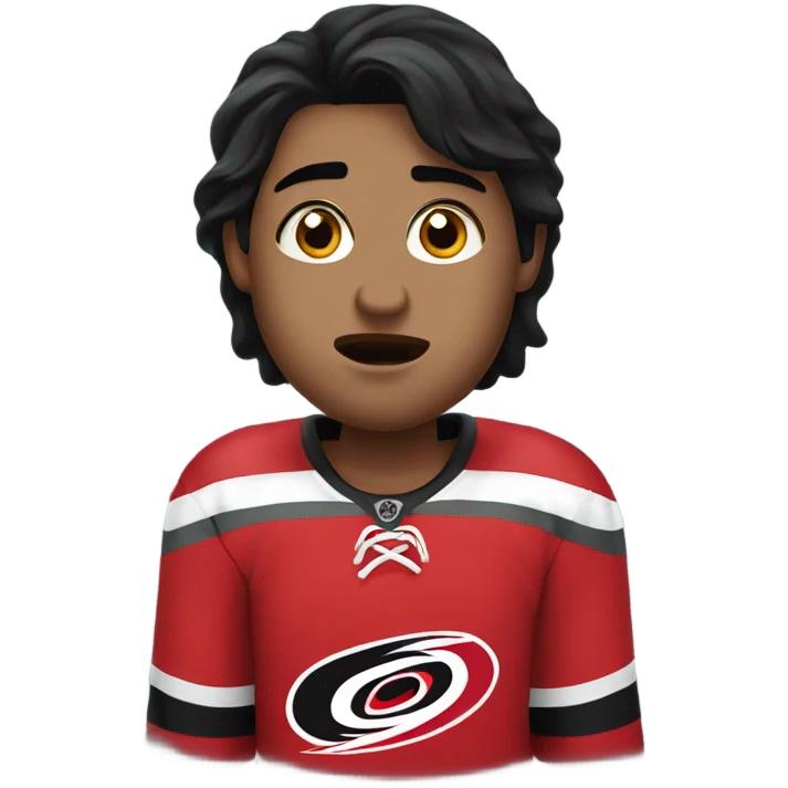 Crying carolina hurricanes hockey fan with black hair emoji