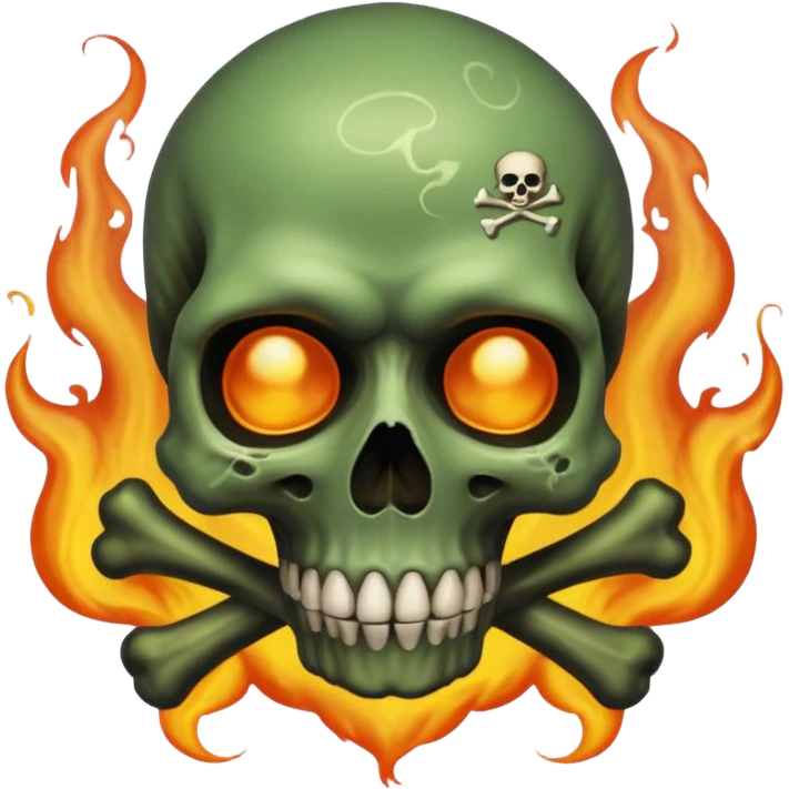 a poisonous cloud of gas, dark swamp color, with an image of a skull and two crossed bones behind the skull emoji
