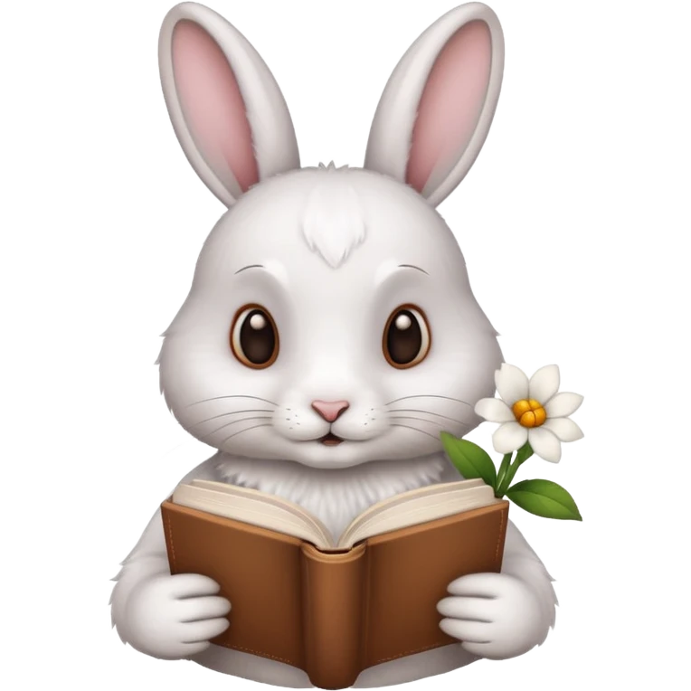 rabbit reading book + flower emoji