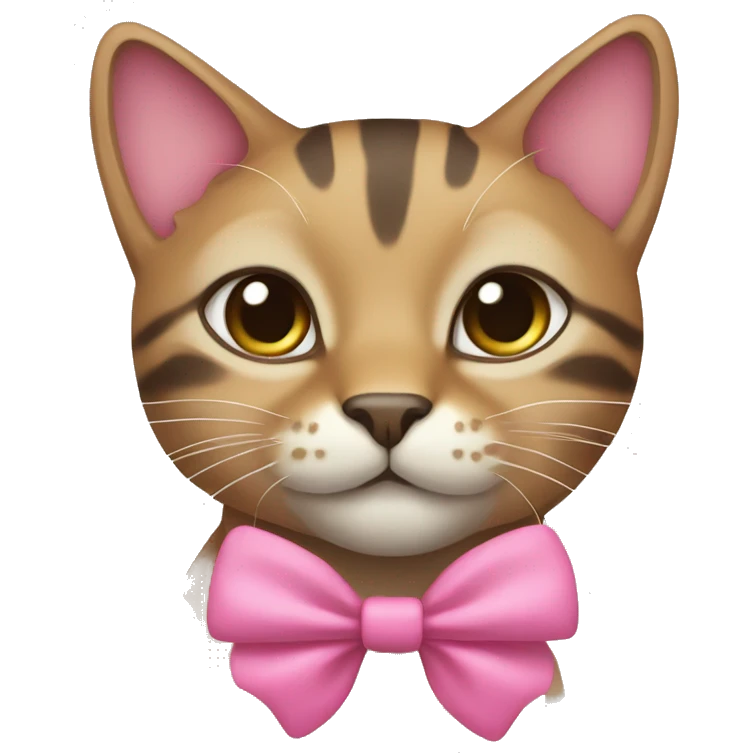 Sokoke cat wearing a pink bow emoji