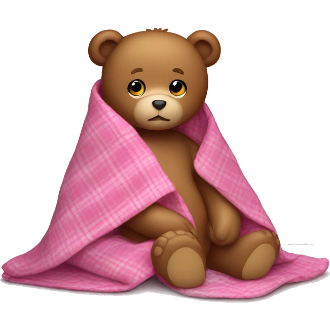 teddy bear in a pink plaid blanket  emoji