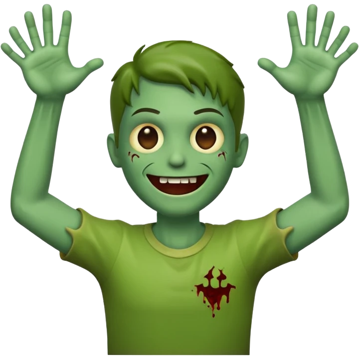 zombie emoji, classic green skin, arms outstretched emoji