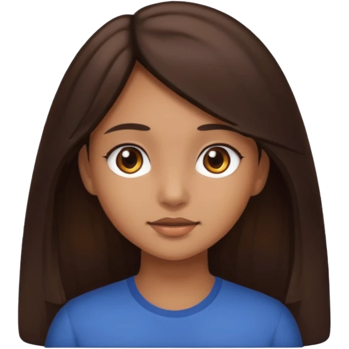 Girl with light brown skin and long dark brown hair emoji