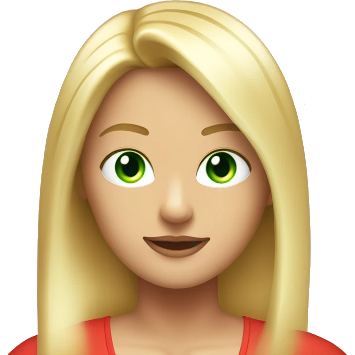 Very blonde blonde with straight hair with green very green light eyes with a red tank top with medium breasts emoji
