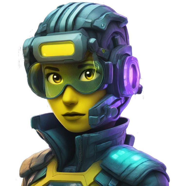 Secret human yellow emoji face agent with  cyberpunk elements with a spyglass scanning looking reviewing multicolor lines of code, cyan and purple colors, only upper body portrait emoji