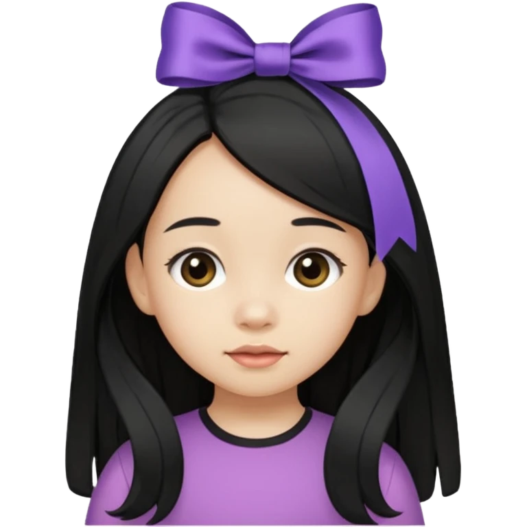 little girl with ribbon hairclip, long black hair emoji