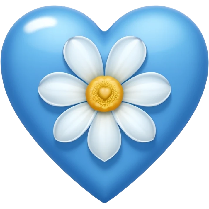 blue heart with one white flower outside emoji