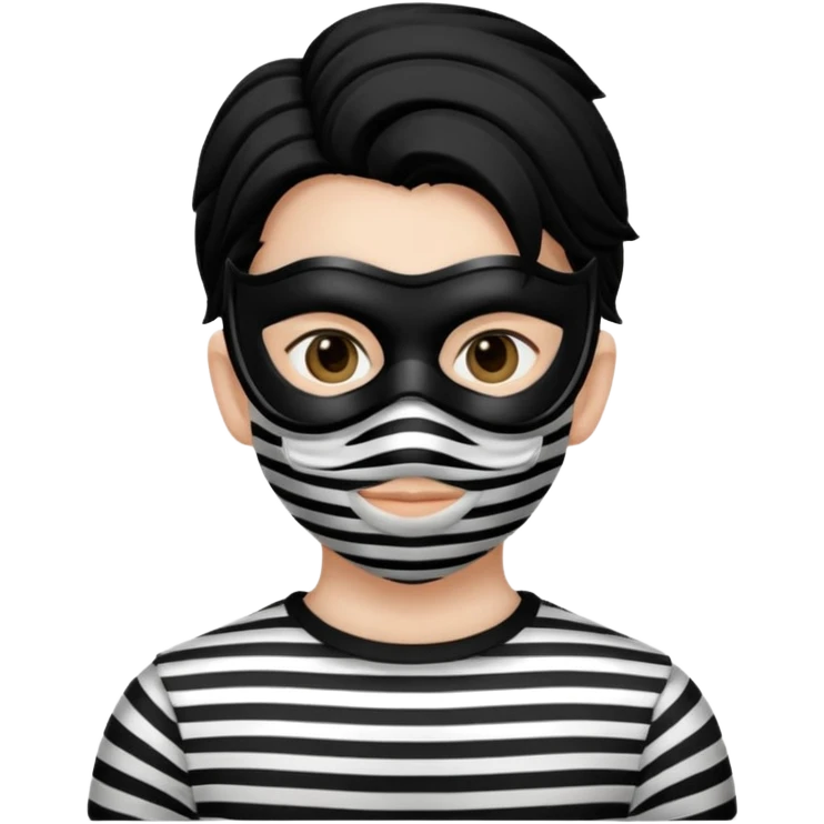 burglar with mask and black white stripe clothes emoji