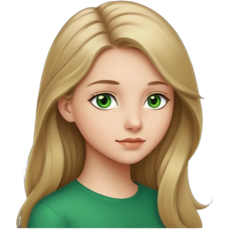 Girl profile picture with long dark blonde hair and green eyes  emoji