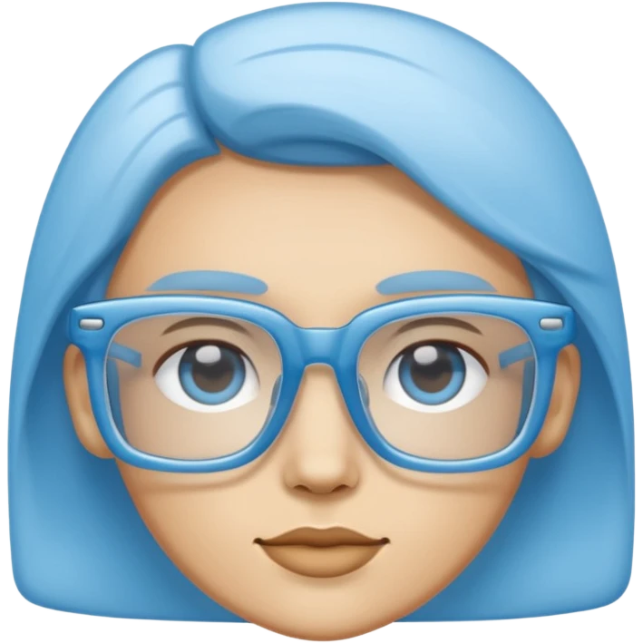 sky-blue square glasses, slightly thick frame, glossy surface,Only glasses. emoji