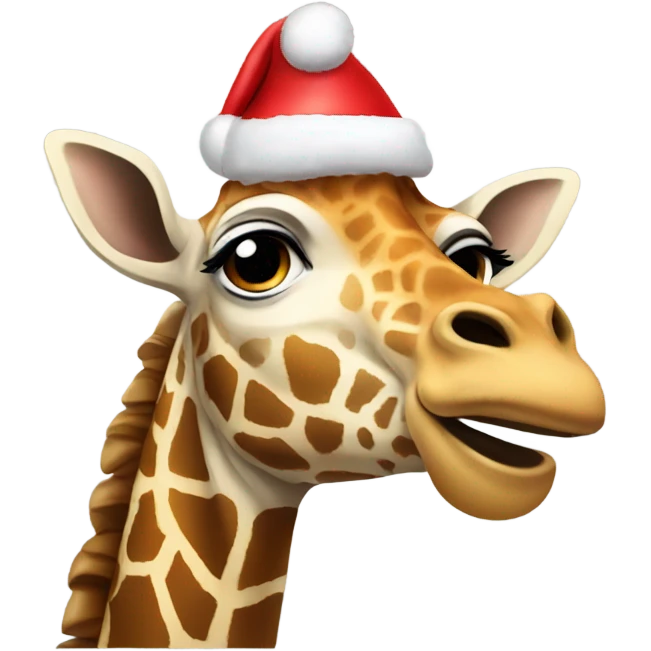 Giraffe with a christmas hat on emoji