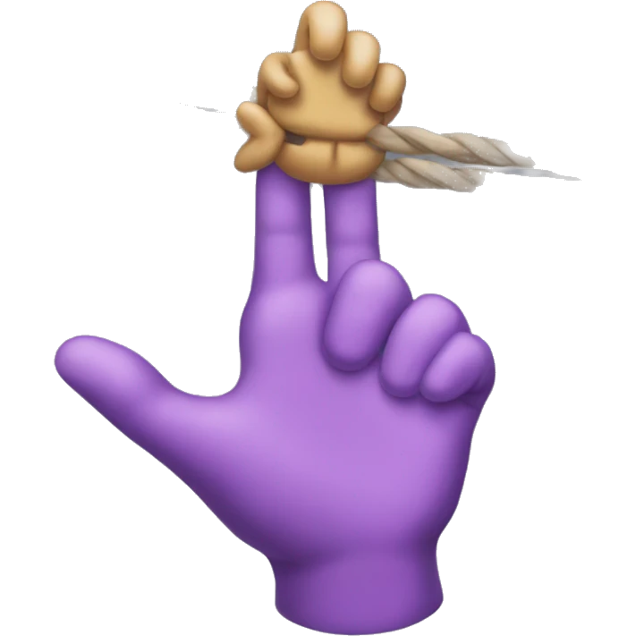the hand of the puppeteer that holds the doll on strings tied to the fingers emoji