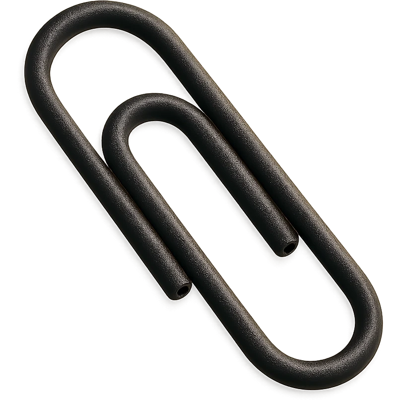 a classic paper clip in 3D black style emoji
