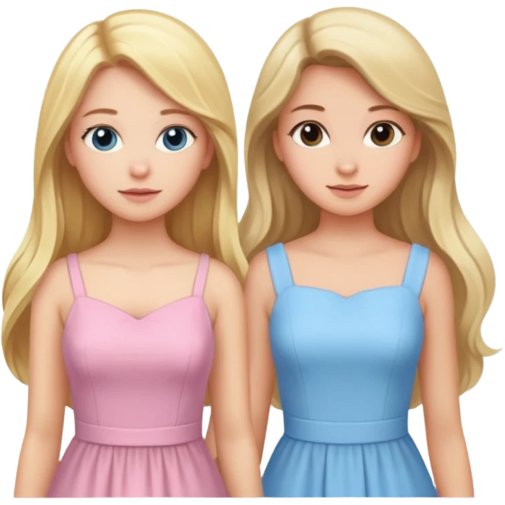 happy pride and predjudice blonde girl in light blue dress and long hair brunette girl in light pink dress emoji