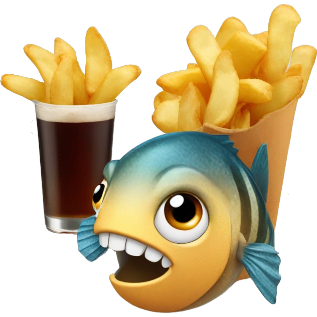 Fish eating chips and root beer  emoji