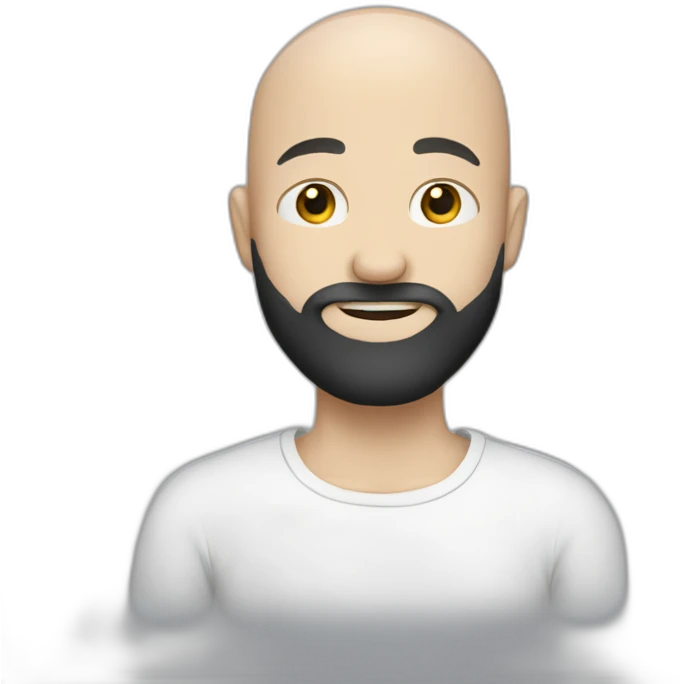 Bald white boy with black beard hugging emoji