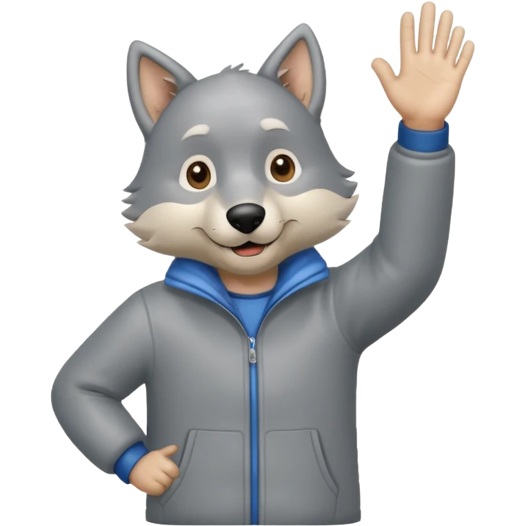 grandpawolf wholebody standing and waving his hand emoji