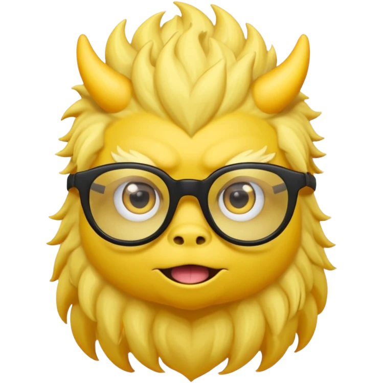 little jet black monster with yellow aura field and glasses emoji
