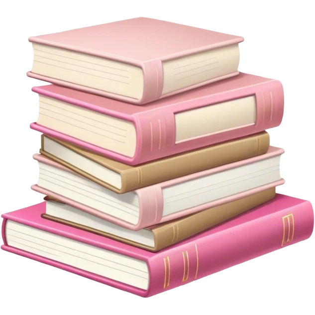 Pile de livres beige blanc et rose emoji
