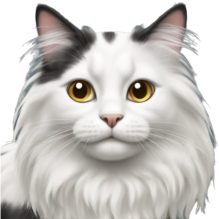 black-and-white cat domestic long-haired emoji
