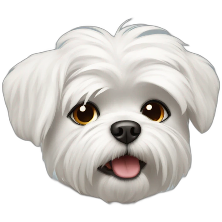 white Maltese little dog with angry face and black eyes emoji
