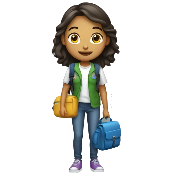 femate student with school bag emoji