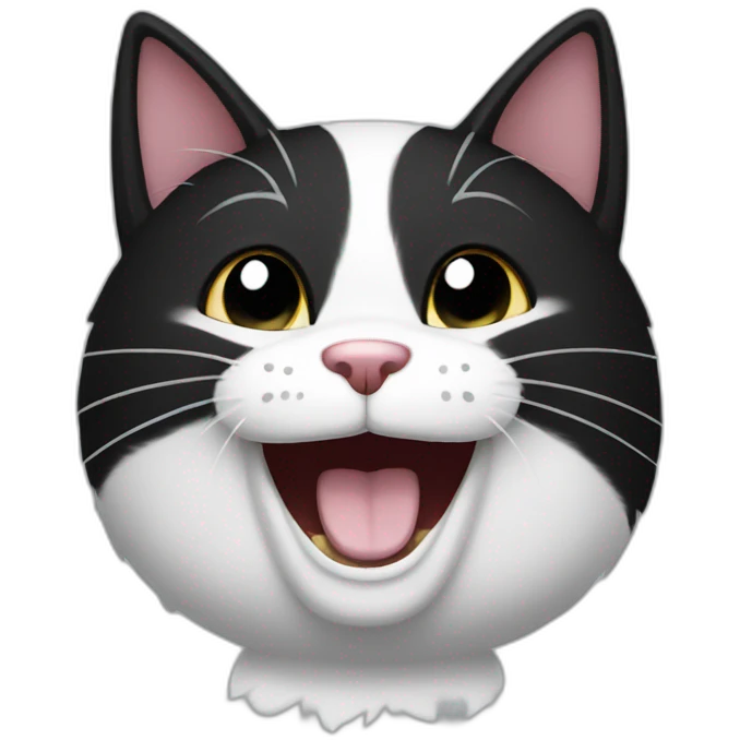 laughing black and white cat emoji