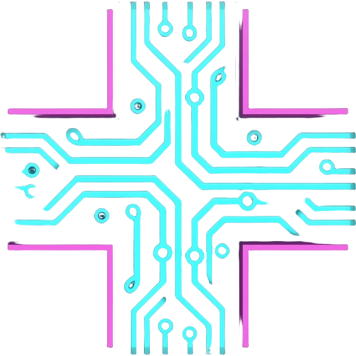 Minimalist flat design icon, clean vector style, soft gradients, modern, no text, transparent background. Minimalist flat design icon of a futuristic medical symbol with glowing circuits, neon colors (cyan, magenta, dark background), representing the future of medicine and AI emoji