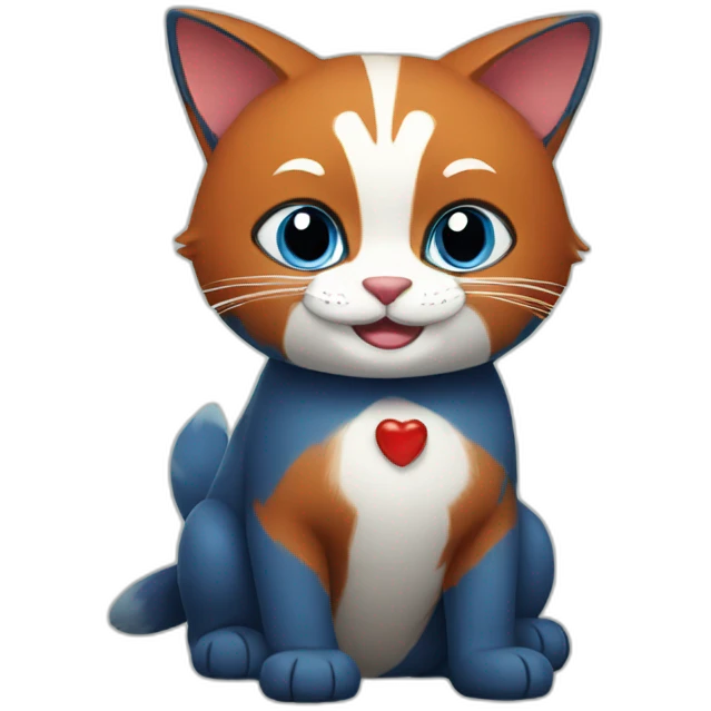 blue cat with red panda emoji