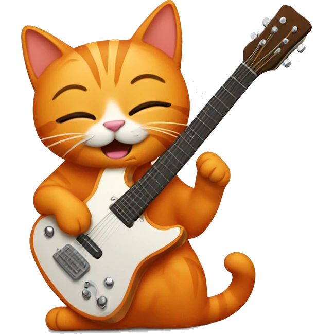 orange cat plays guitar emoji