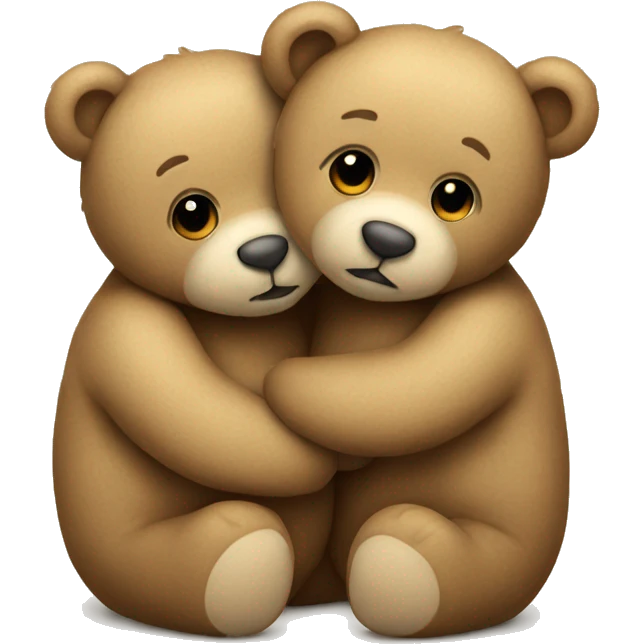 two teddy bears hugging each other with a beige heart at their side emoji