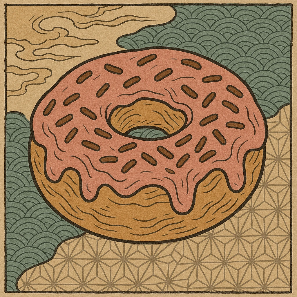 a donut in ukiyo-e style emoji