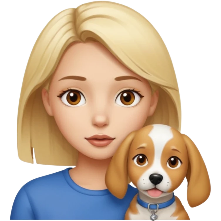 blonde girl brown eyes beauty mark near her mouth with dog emoji