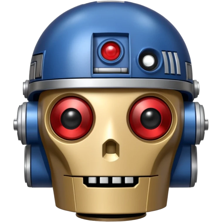 Crée-moi un robot sympathique, pour un chatbot moderne, je veux uniquement la tête sans le corps qui ressemble à R2D2 emoji