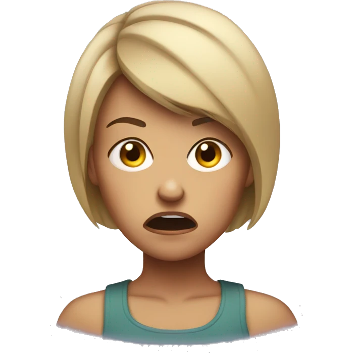 angry girl with short hair emoji