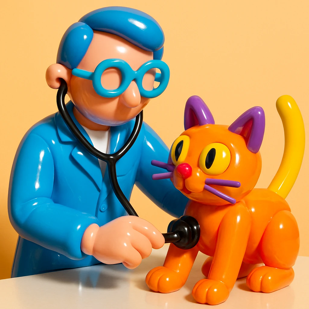 veterinarian examining a cat emoji