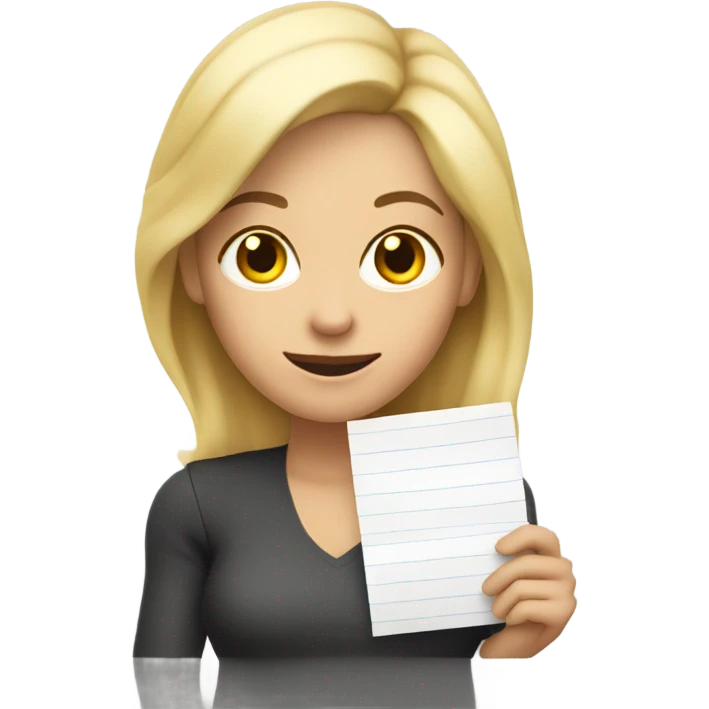 Dumb blonde lady with paper emoji