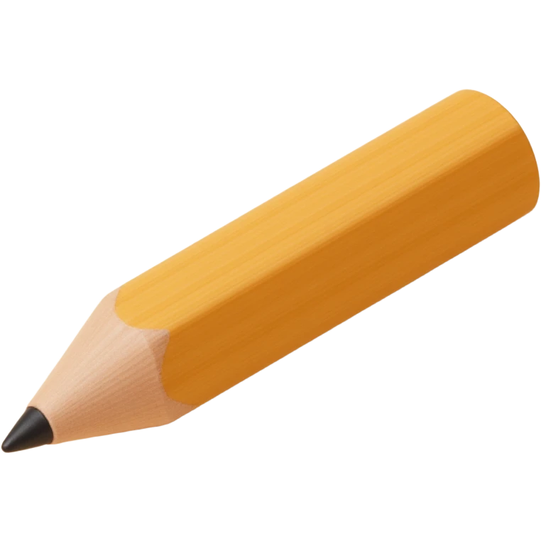 lifelike wooden pencil icon, skeuomorphism style, detailed wood texture, realistic, sharp tip emoji