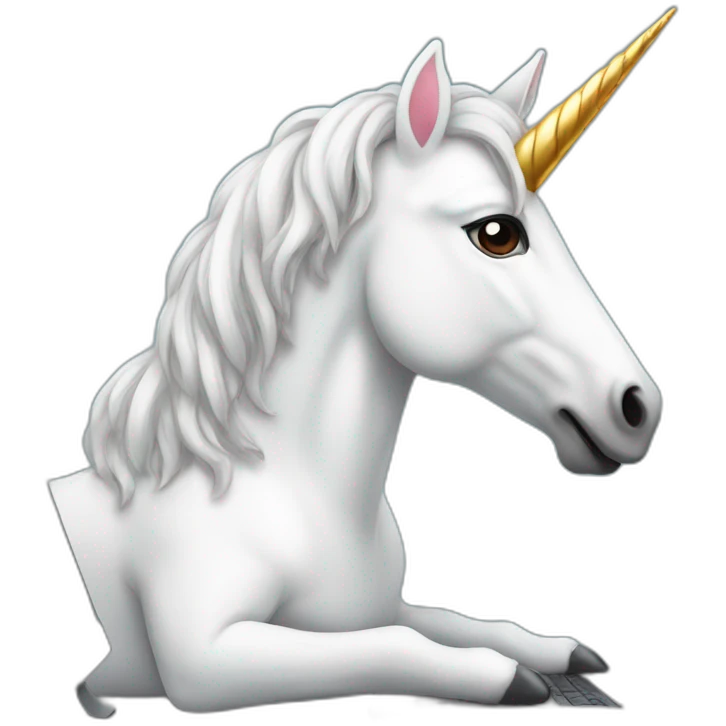 unicorn working at pc emoji