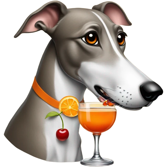 Greyhound drinking an old fashioned  emoji
