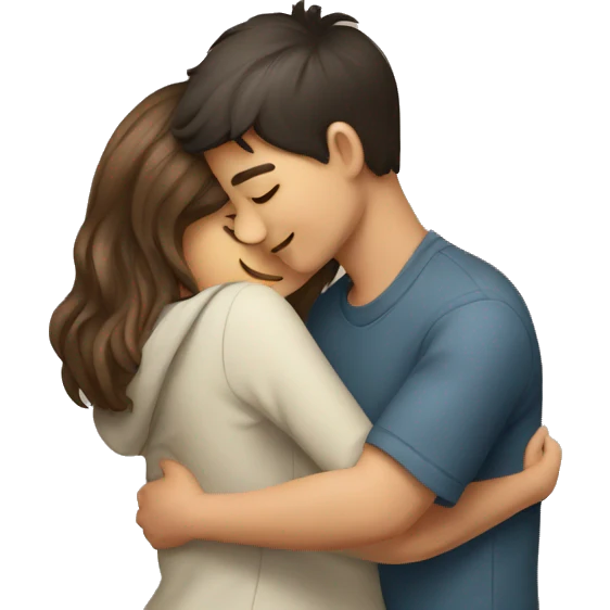 Smart boy hugging beautiful girl emoji
