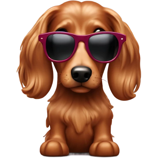 Long haired ￼sausage dog with sunglasses emoji