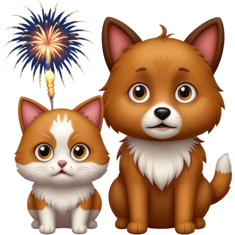 The dog and cat are afraid of fireworks emoji