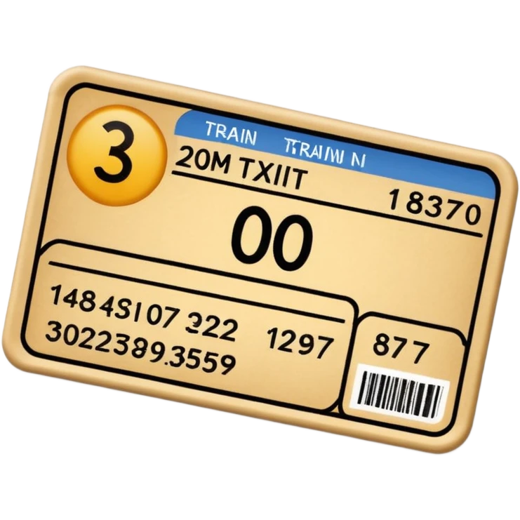 train ticket with seat number emoji