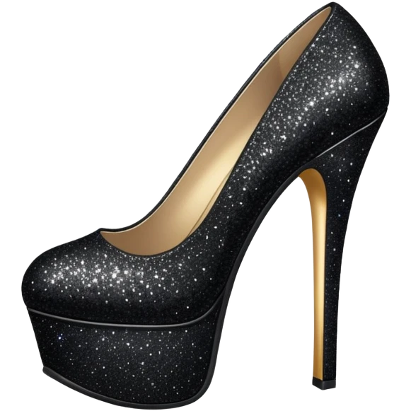 black sparkly platform heel emoji