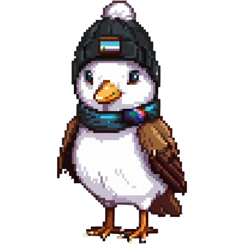 Nightingale bird with ski cap emoji