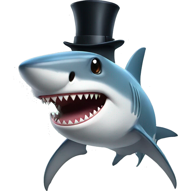 Shark with a top hat emoji