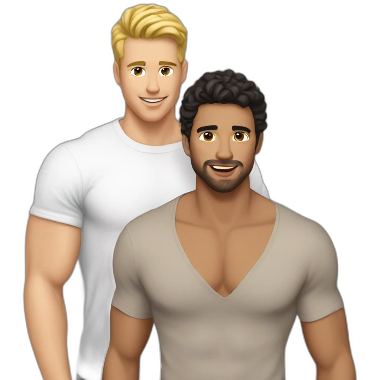 Sexy-fit-Latino-male-and-caucasian-male-interracial-kissing emoji