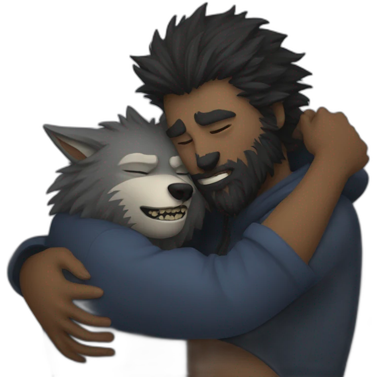 werewolf hugging an anonymous person emoji
