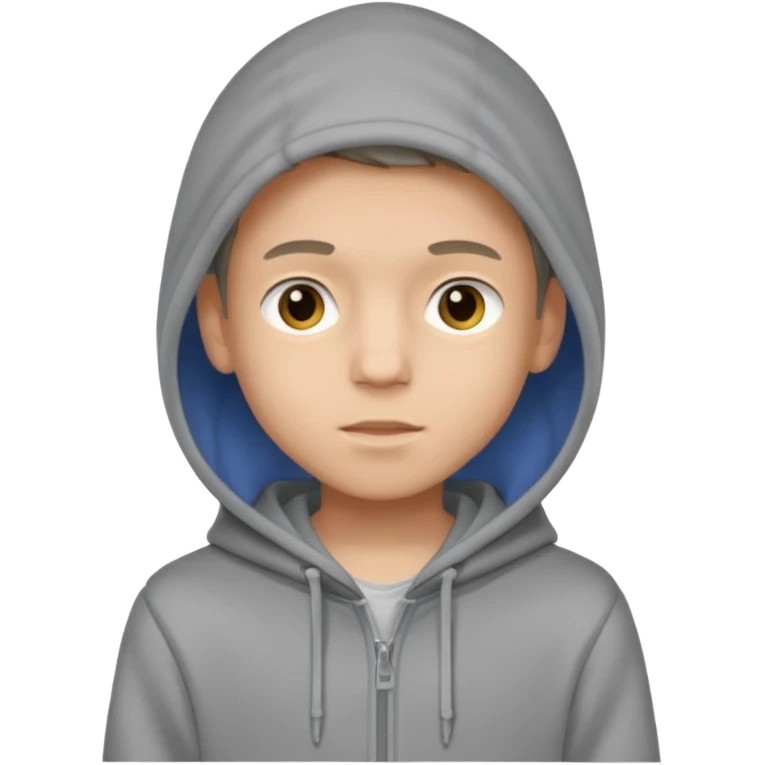 Skinny boy wearing grey hoddi emoji